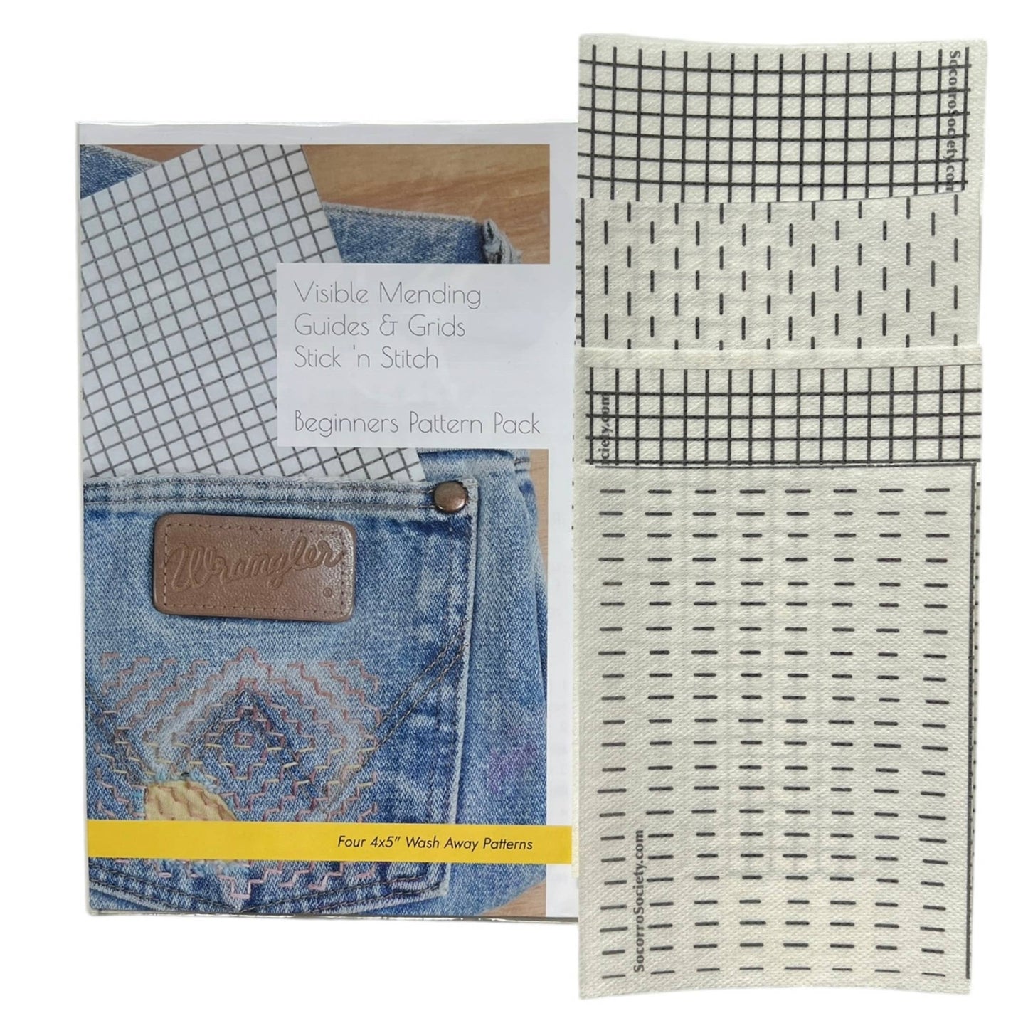 Sashiko and Visible Mending Supplies: Stick and Stitch Patterns- Starter Pack:( 4 transfer sheets)