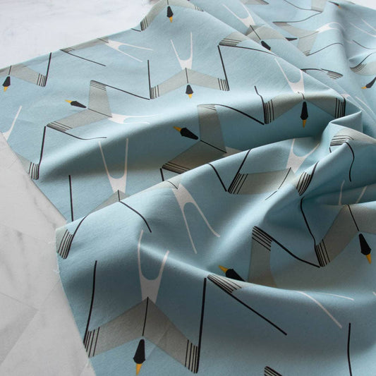 Birch Fabrics: 100% Organic Cotton Poplin Arctic Tern by Charley Harper 115 GSM- by the half yard