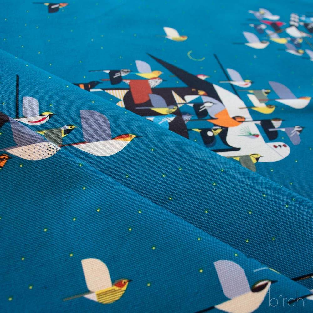 End of Bolt: 2-1/8th yards of Premium Organic Cotton Iconic Charley Harper Missing Migrants Canvas 260 GSM by Birch Fabrics- remnant