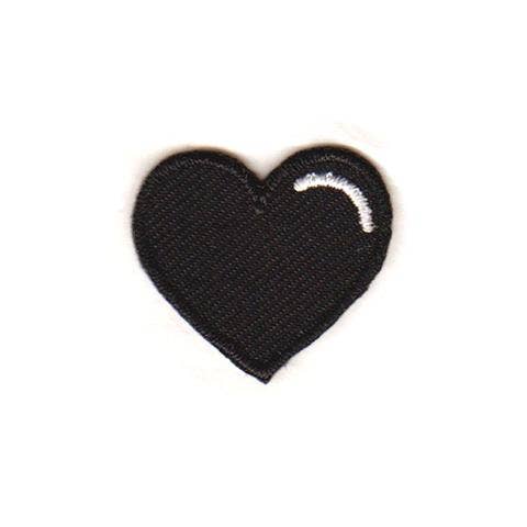 Black Heart Embroidered Sticker Patch: 1" x 1"- 1 patch