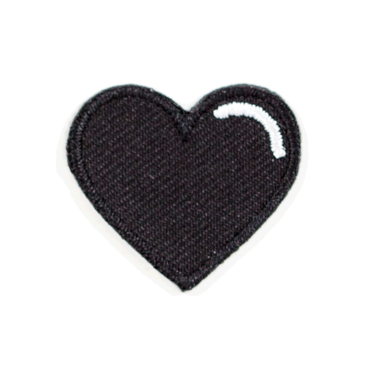 Black Heart Embroidered Sticker Patch: 1" x 1"- 1 patch
