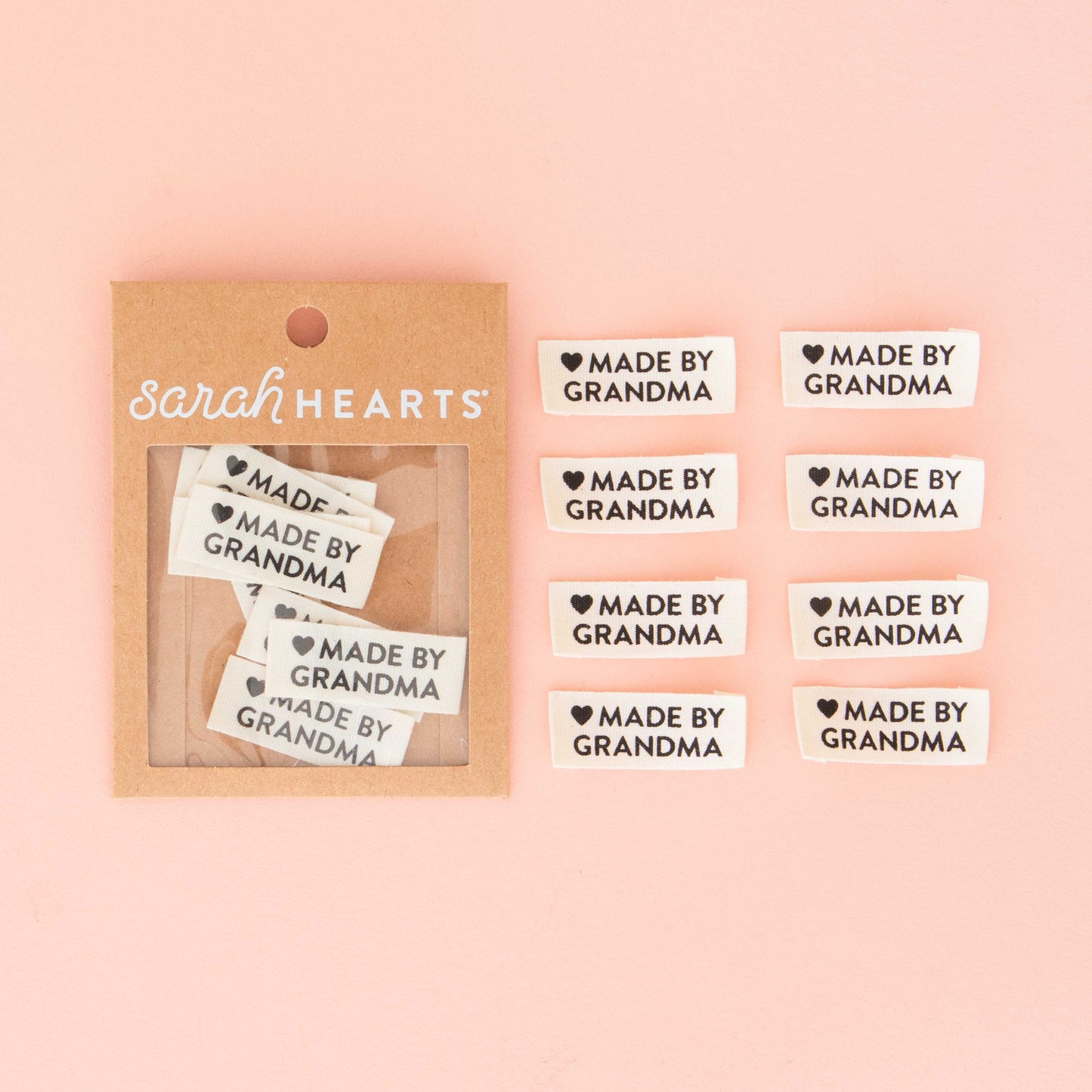 Notions: Sarah Hearts Made by Grandma Organic Cotton Sewing and Quilting Labels- 1 Pack