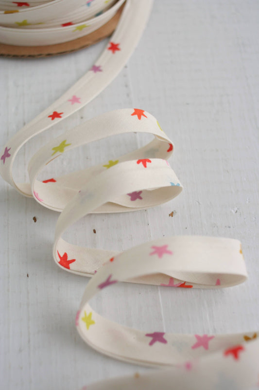 Web Only Sewing Supplies: 1/2" Double Fold Bias Binding - Starry Multi Sewing Notions- Price per yard