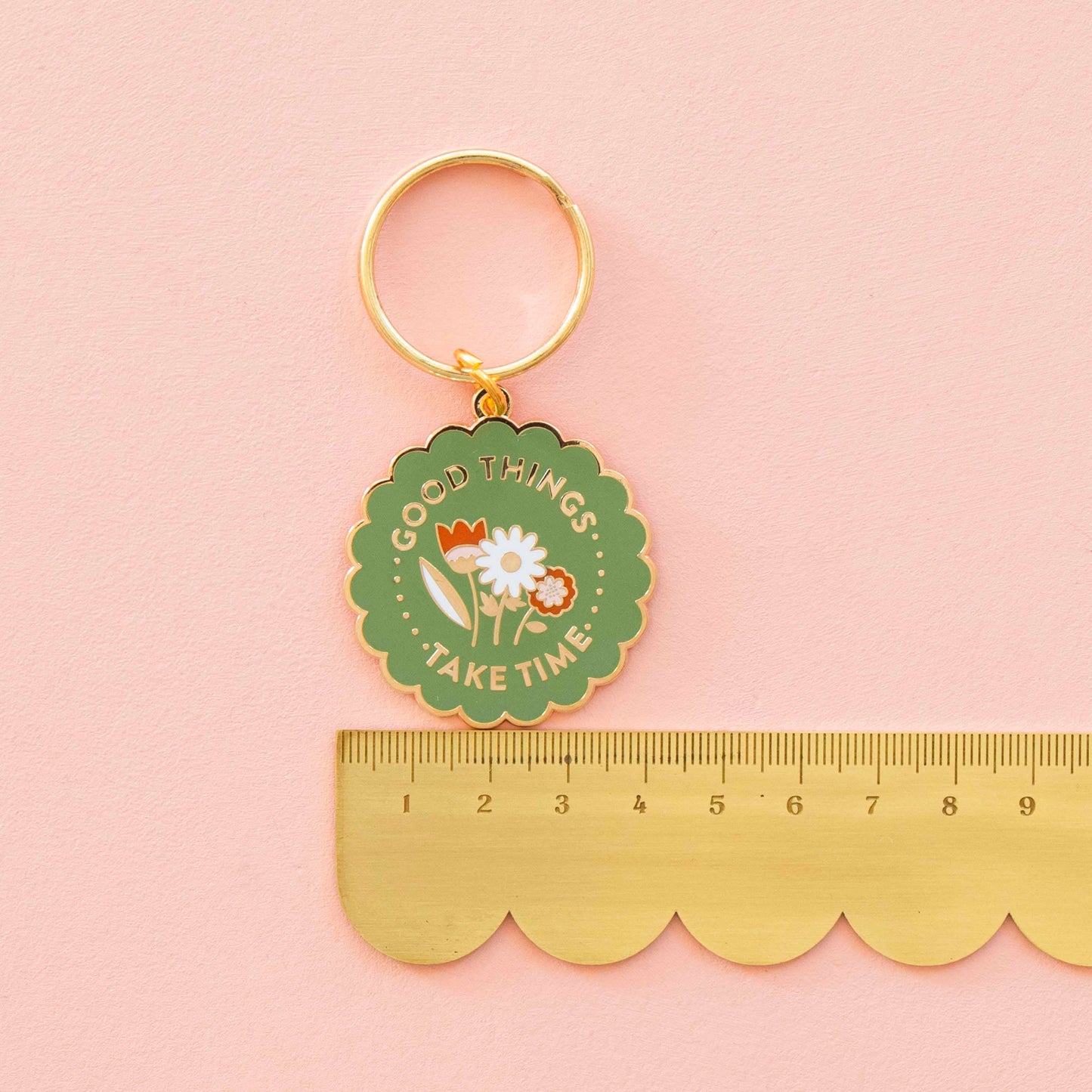 Sarah Hearts: Good Things Take Time Keychain -individual pack