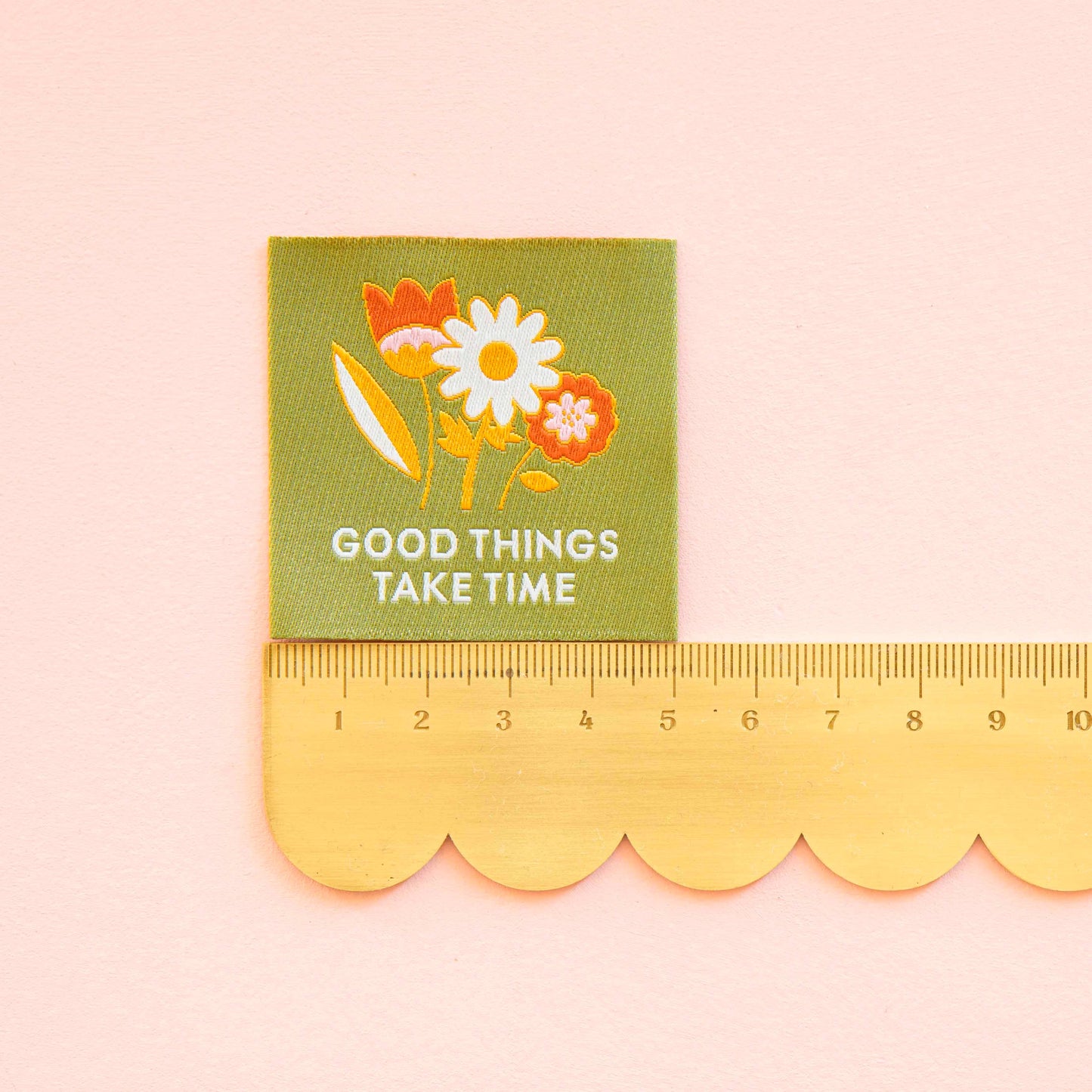 Notions: Sarah Hearts Labels: Good Things Take Time Woven Sewing and Quilting Labels - 1 pack