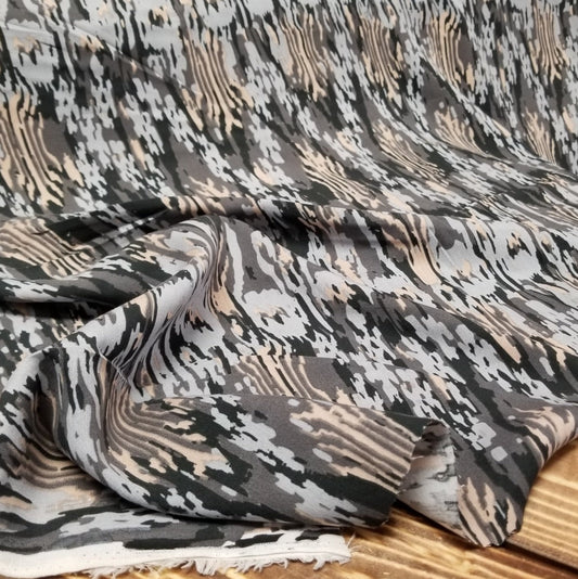 End of Bolt: 4-3/8th yards of Designer Deadstock Bohemian Abstract Emerson Rayon Challis Twill Weave Woven - remnant
