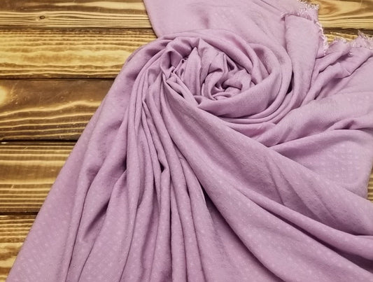 End of Bolt: 3 yards of Designer Deadstock Textured Diamond Lilac Purple Rayon Challis Woven- remnant