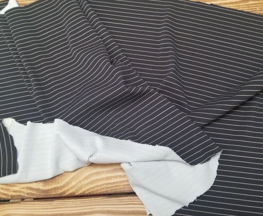 End of BOlt: 3 yards of Designer Deadstock Premium Spandex Rib Stripe Black and Khaki Performance/Activewear Knit : remnant