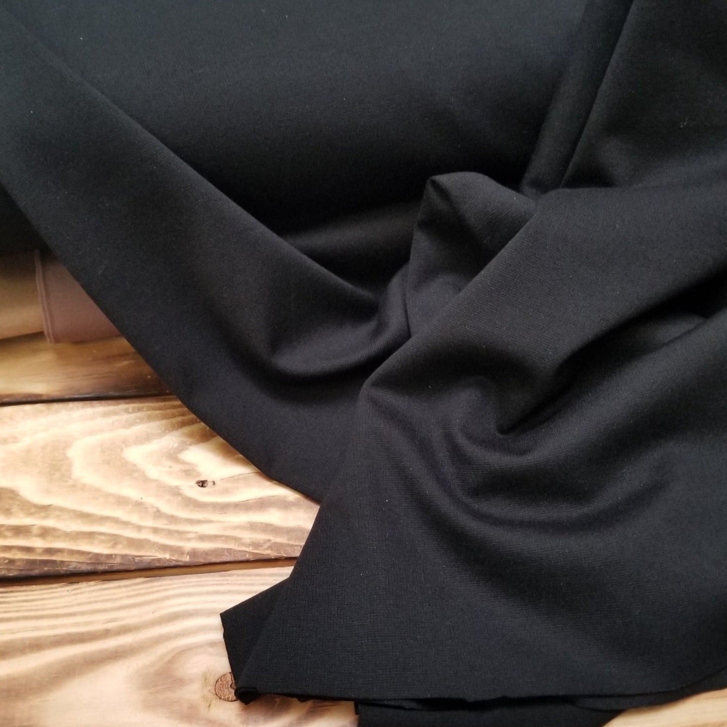 Fashion Premium Nylon Rayon Spandex Ponte De Roma Knit Solid Black- Price Per Yard