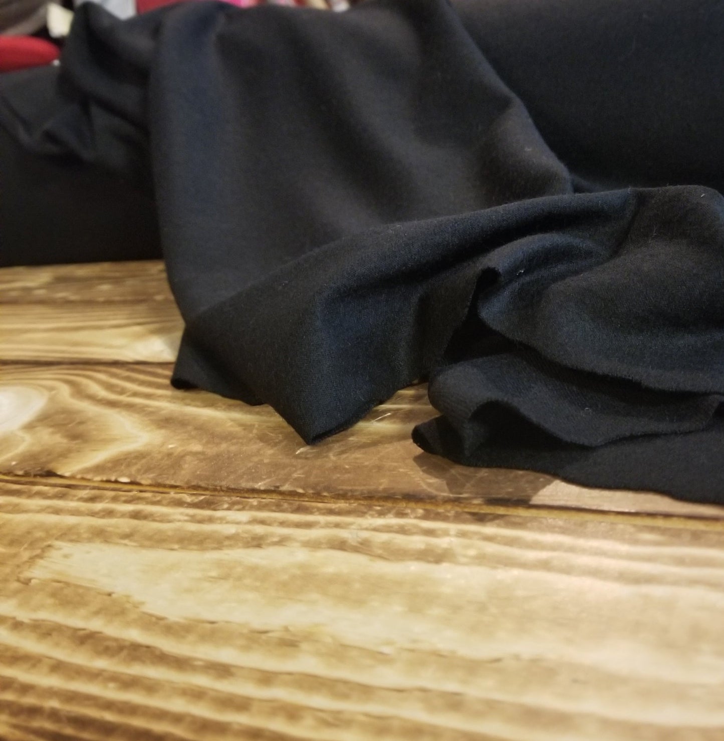 End of Bolt: 5 yards of Designer Deadstock 100% Wool Soft Jersey Knit Black -remnant