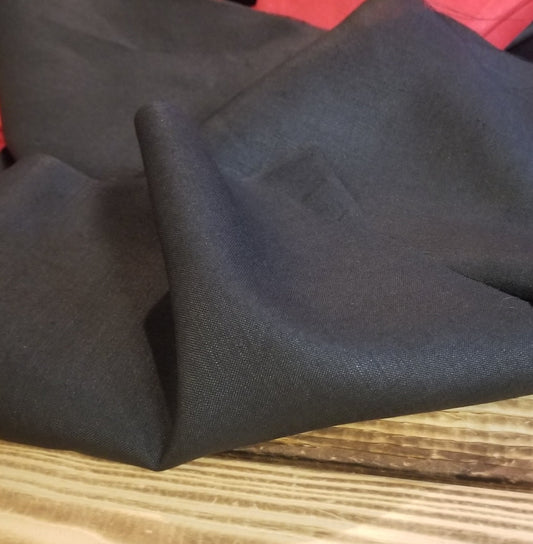 Apparel Black Linen Cotton Blend Solid Woven- by the yard