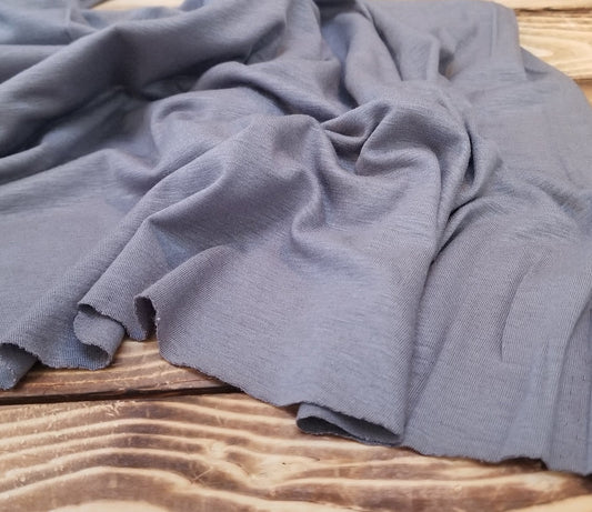 Designer Deadstock Rayon Wool Slub Stretch Jersey Gray 5.5oz Knit- Sold by the yard