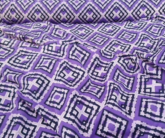 Fashion ITY Abstract Purple Tulum Stretchy Knit-Sold by the yard