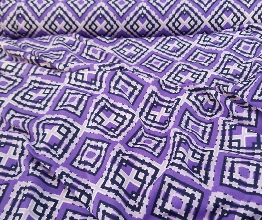 End of Bolt: 1.5 yards of Fashion ITY Abstract Purple Tulum Stretchy Knit-remnant