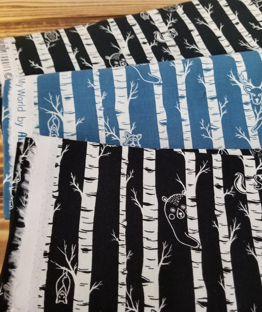 End of Bolt 3 yard case pack: 3 pieces of Quilting Cottons Michael Miller Moonlight Forest (1 yard cuts)- As pictured