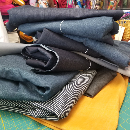 Josie's Zero Waste Fabric Bundles: 10 yards of Cone Mills Denim-Mystery Pack