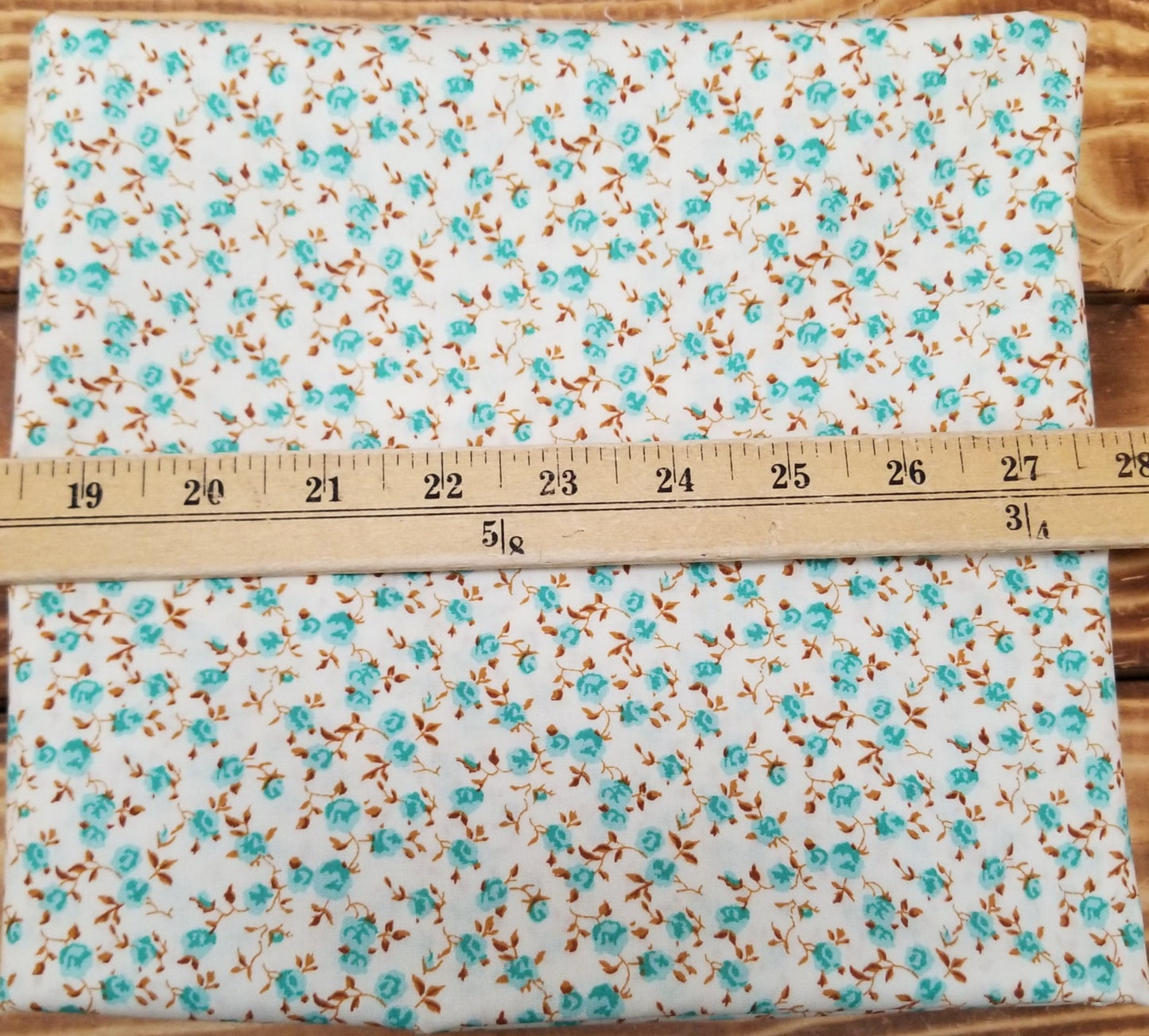 Designer Deadstock Cottage Core Blue and Cream Cotton Spandex Stretch Poplin Woven- Sold by the yard