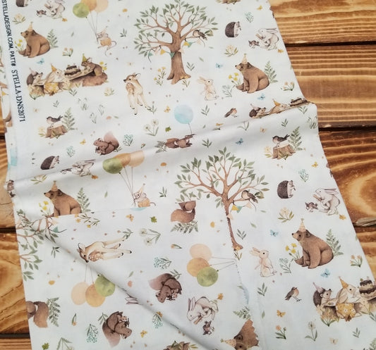 End of Bolt 1 yard case pack: 1 piece of Quilting Cottons Dear Stella Cream Hue Birthday Bear ( 1 yard cuts)- As pictured