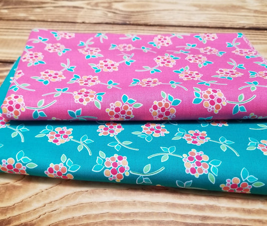 End of Bolt 2yard case pack: 2 pieces of Quilting "Sew Bloom" cottons ( 1 yard cuts)- As pictured
