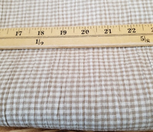 Designer Deadstock Cotton Rayon Linen Slight Stretch Micro Checks Woven- by the yard