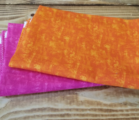 End of Bolt 2 yard case pack: 2 pieces of Quilting Cottons  Blank Quilting Fuchsia & Orange Two Tone Woven( 1 yard cuts)- As pictured