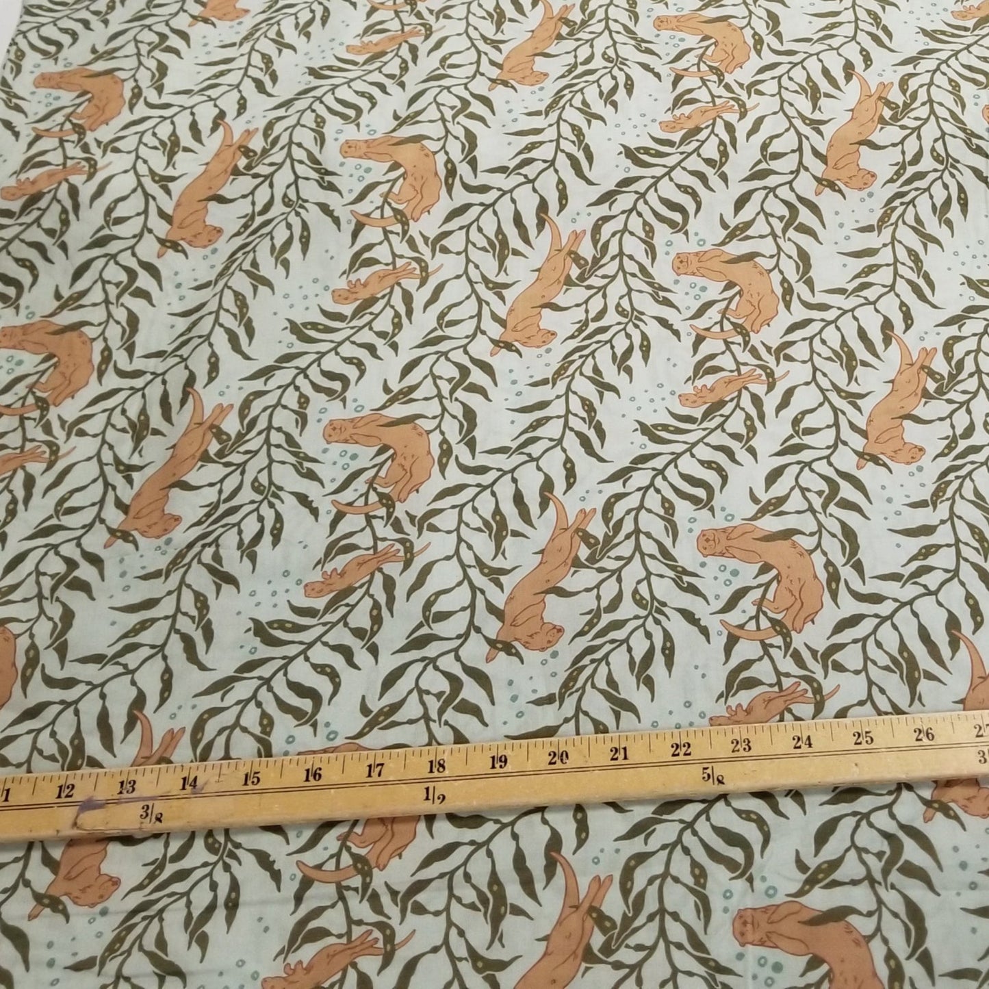 Organic Cotton Lawn Otters in Light Blue Woven| Wild Coast by Mustard Beetle for Birch Fabrics -by the half yard