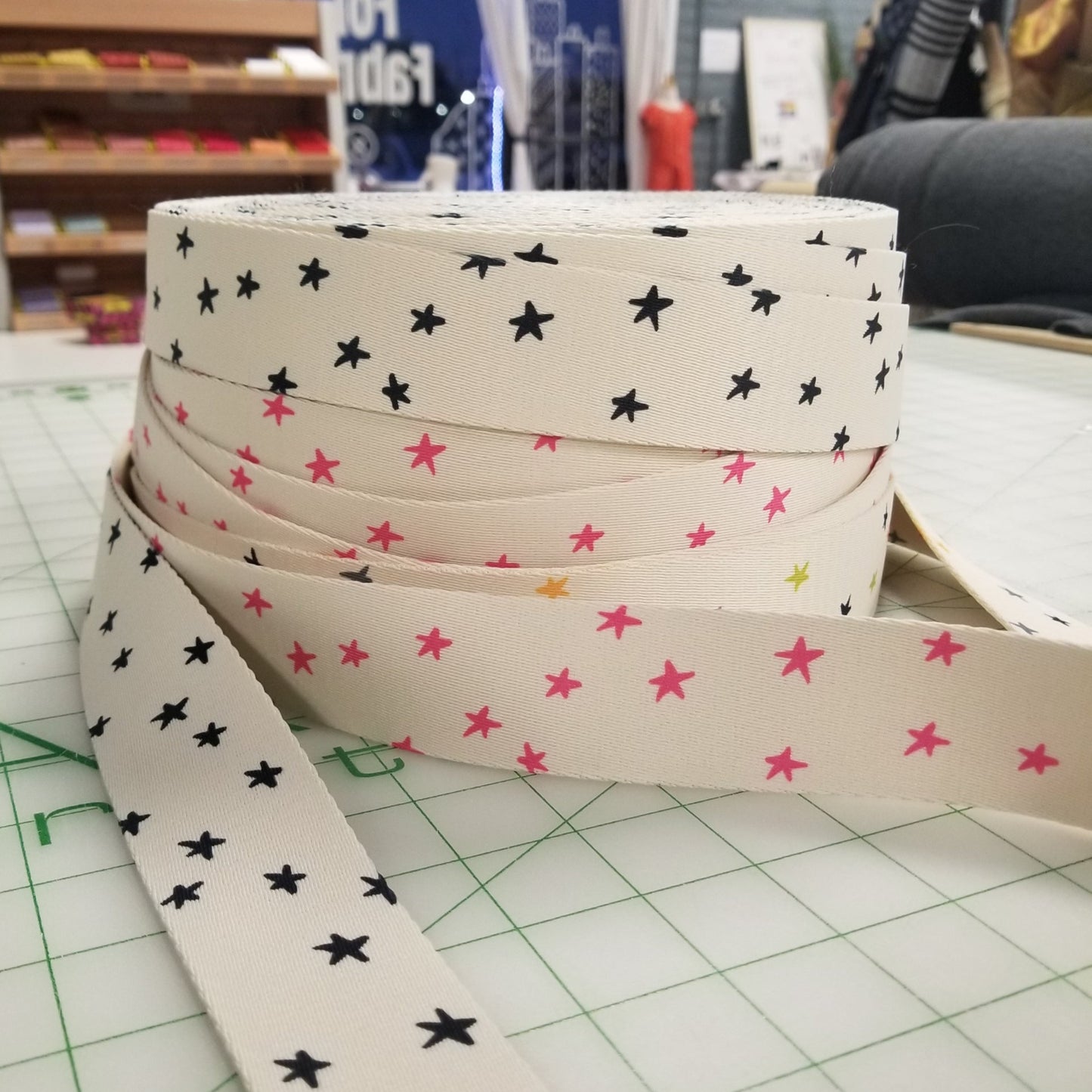 Webbing: Starry Webbing in Pink and Natural 1.5"inches by Stitch Supply Co - by the yard