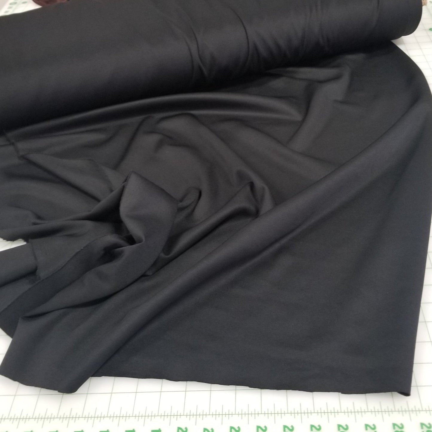 End of Bolt: 2 yards of Apparel Basic: Scuba Techno Knit Stretch Black Solid- remnant