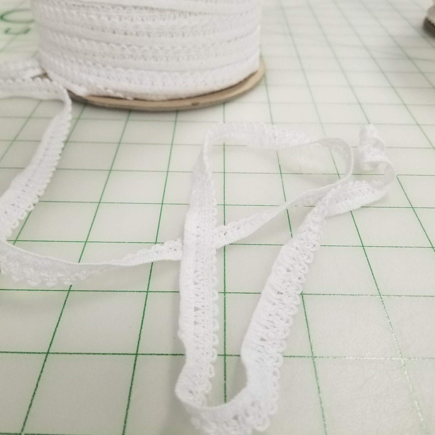 Sewing Supplies: Deadstock Trim: Picot Ecru Stretch 1/2" inch Trim From TV Show: by the yard