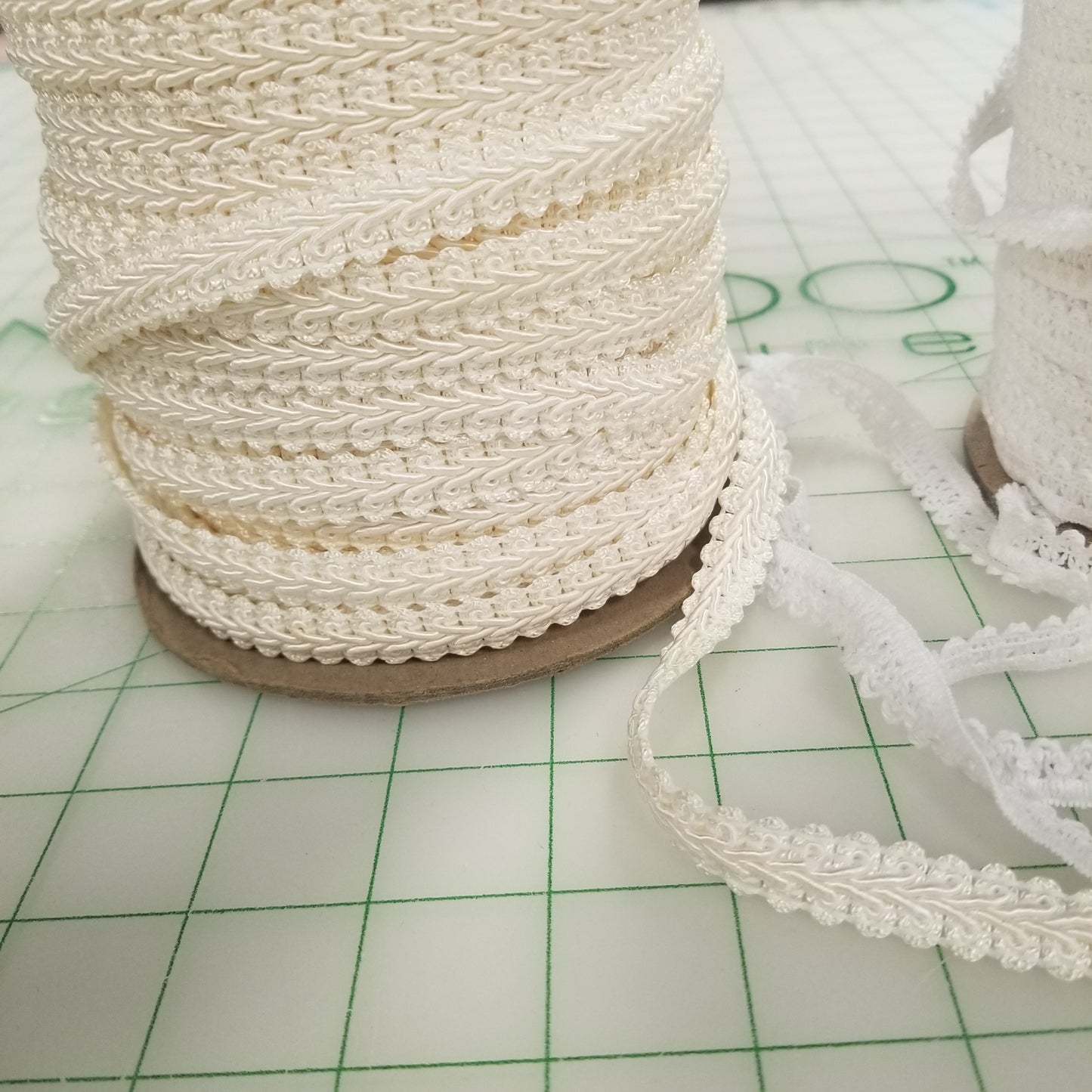 Sewing Supplies: Deadstock Trim: Braided Ivory Rayon 1/2 inch Trim From TV Show: by the yard