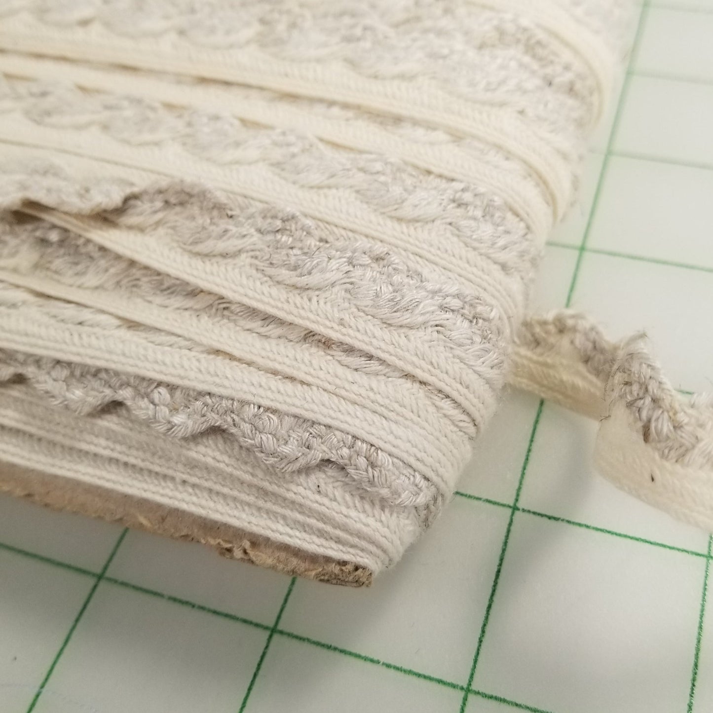 Sewing Supplies: Deadstock Trim: 1/2"inch Ivory & Gray Trim From TV Show: by the yard