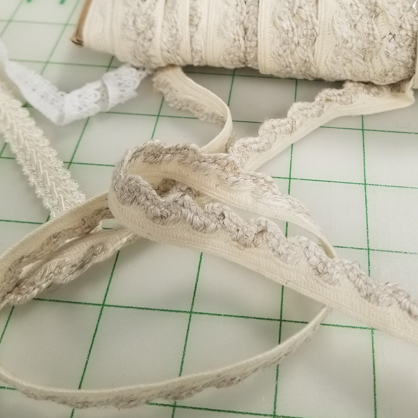 Sewing Supplies: Deadstock Trim: 1/2"inch Ivory & Gray Trim From TV Show: by the yard
