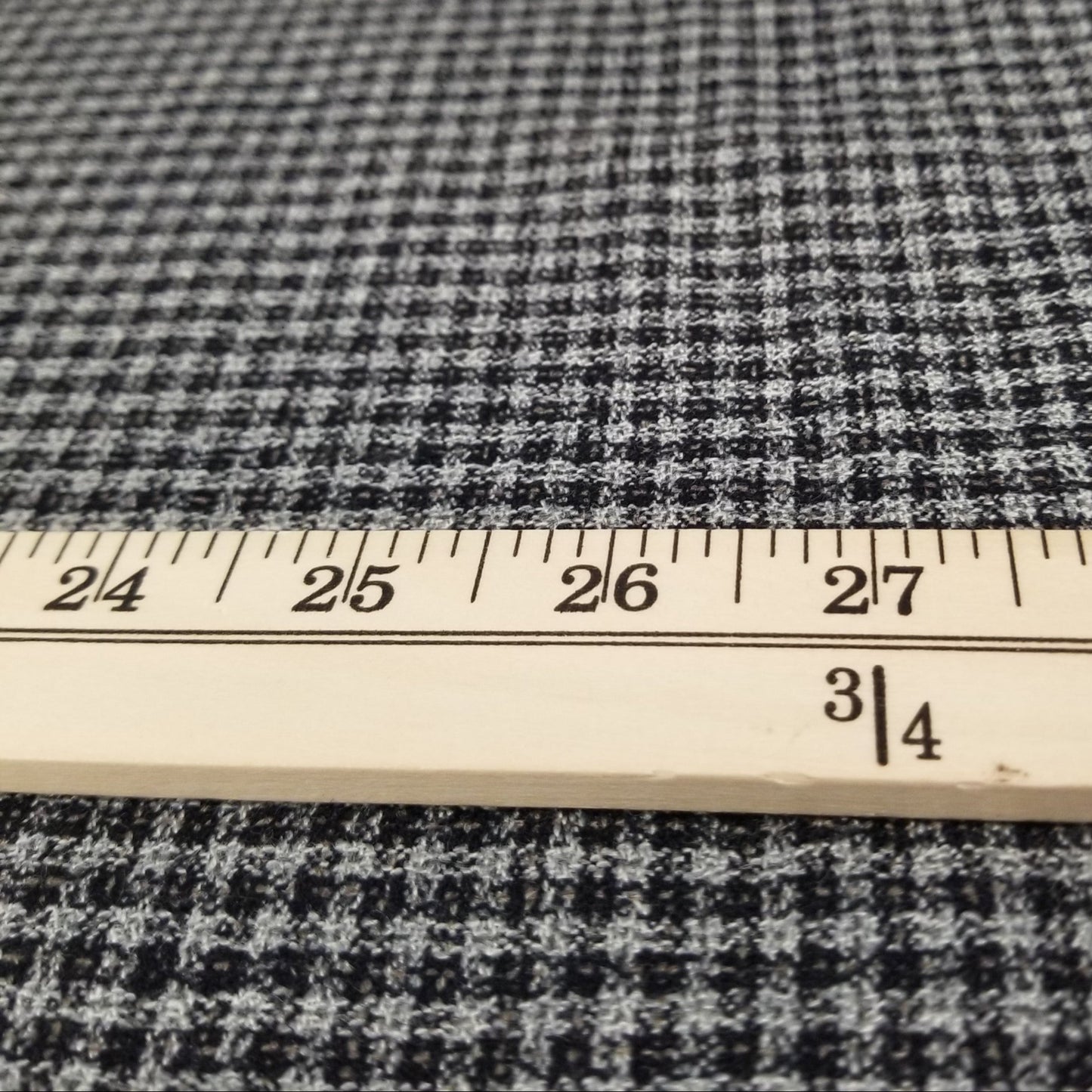 Designer Deadstock Italian Wool Blend Suiting Black and Heather Gray Small Checks Woven- by the yard