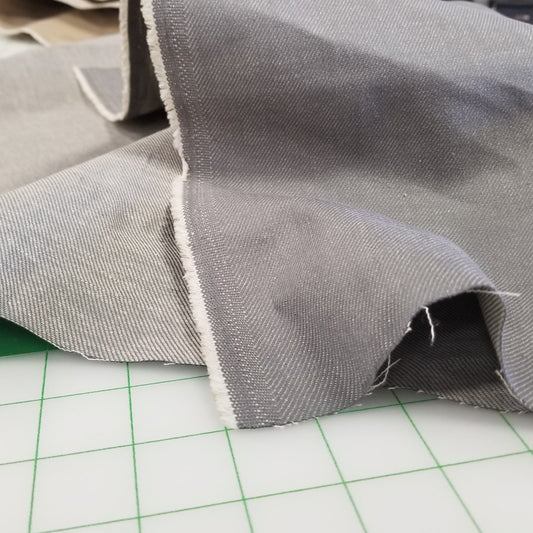 End of bolt: 2 yards of Japan Cotton Linen Colored Denim  Gray Non-Stretch Woven 9oz-remnant
