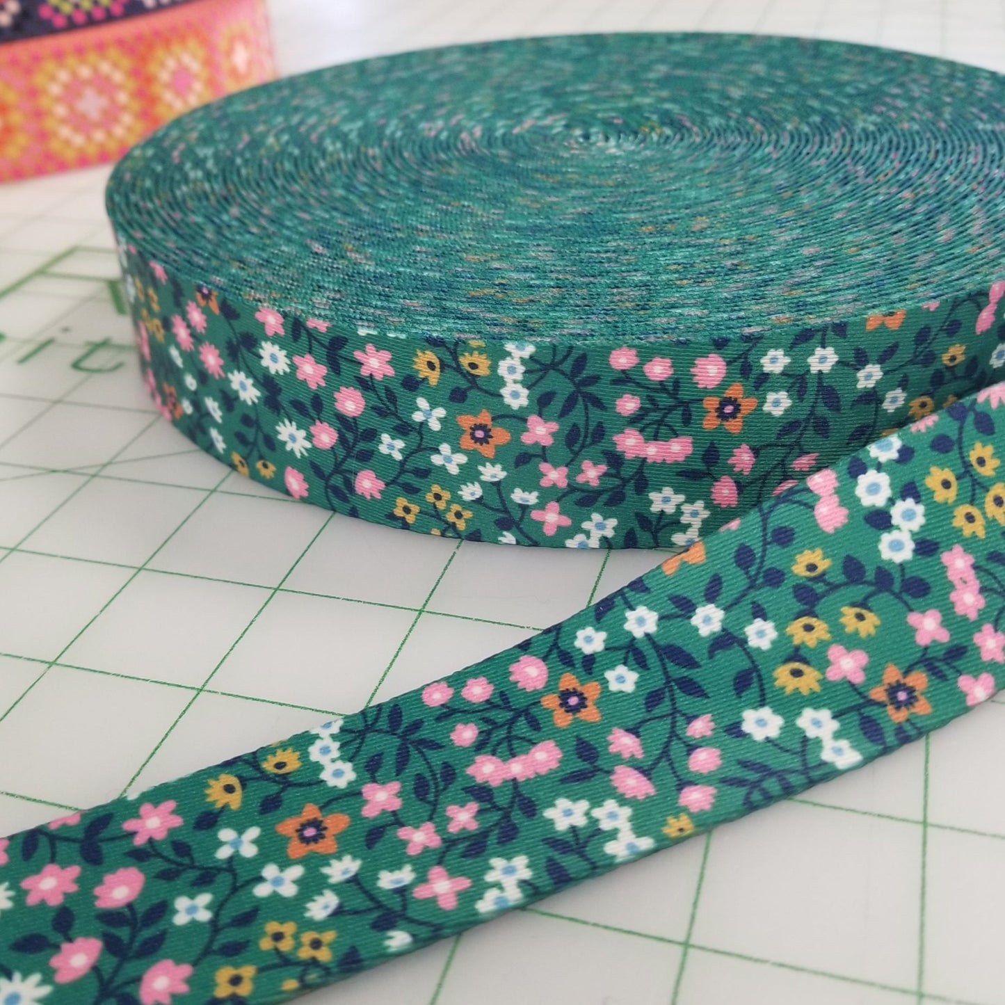 Webbing: Stitch Supply Co Clothesline Floral in Broccolini 1.5 inch - by the yard