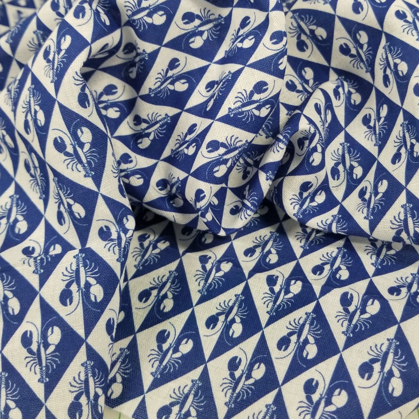 Designer Deadstock 100% Linen Lobster Royal Blue Woven- by the yard