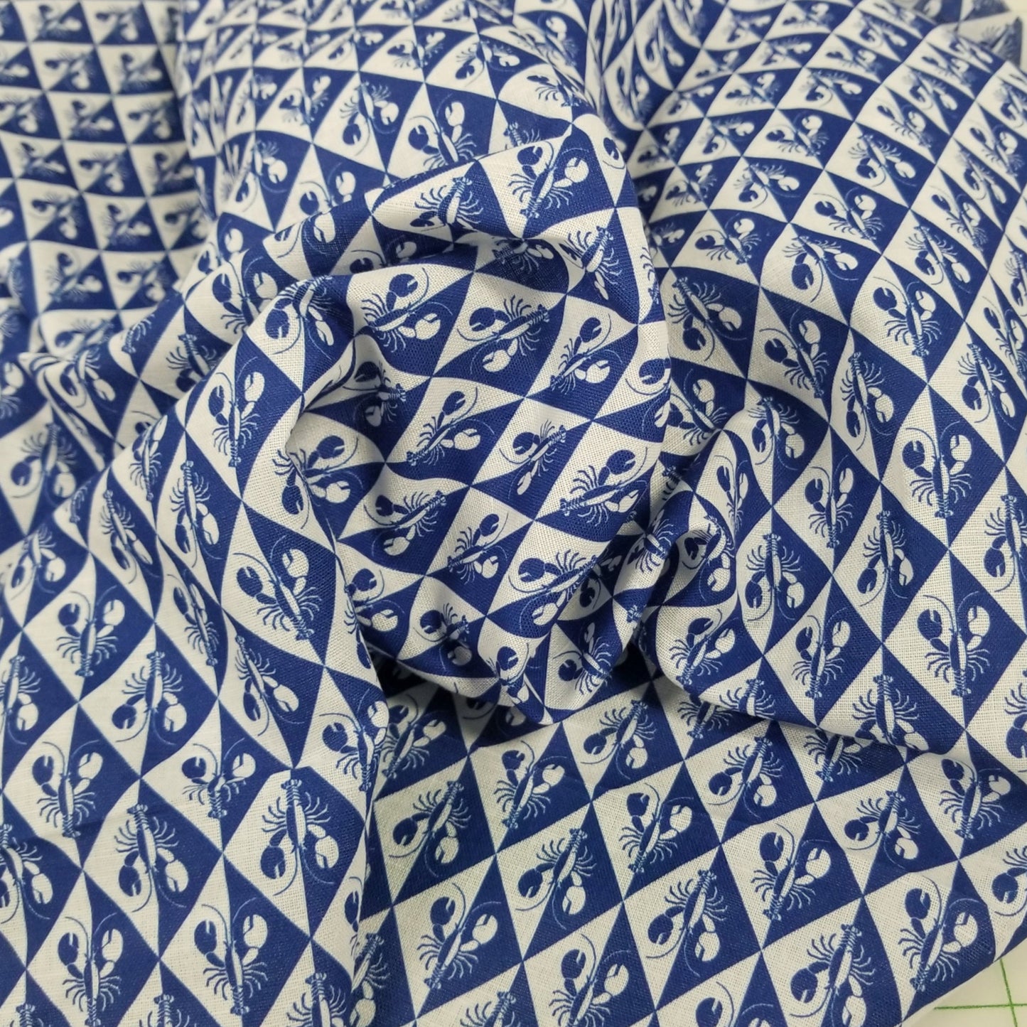 Designer Deadstock 100% Linen Lobster Royal Blue Woven- by the yard