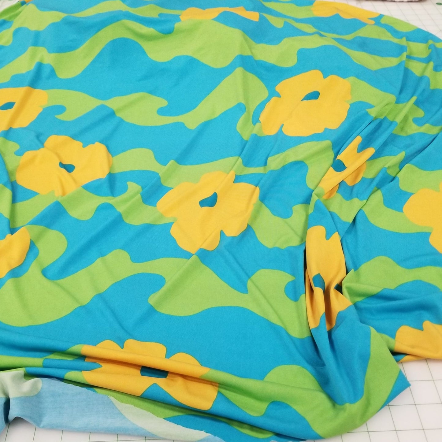 Designer Deadstock ITY Large Retro Floral Knit- by the yard
