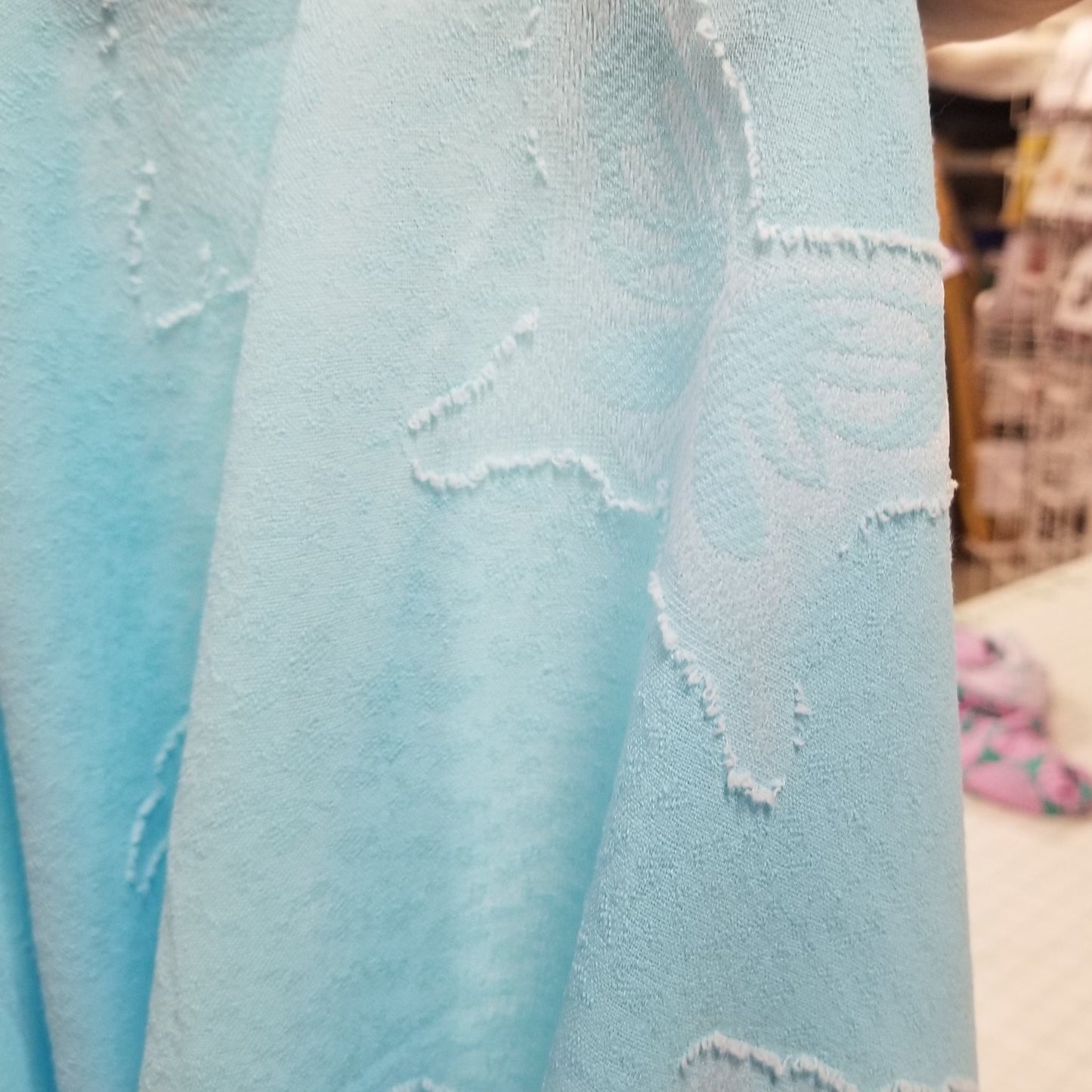 Designer LA Deadstock Faint Blue Textured Butterfly Woven- by the yard