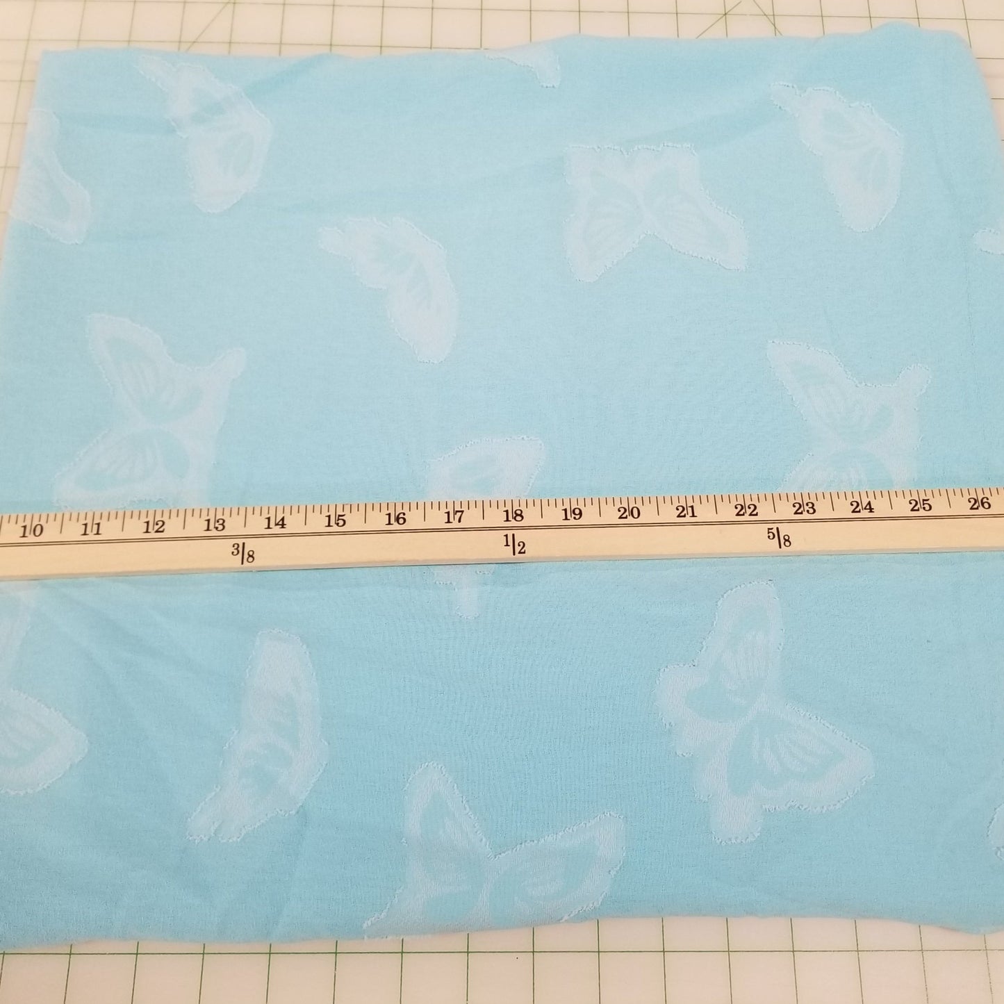 Designer LA Deadstock Faint Blue Textured Butterfly Woven- by the yard