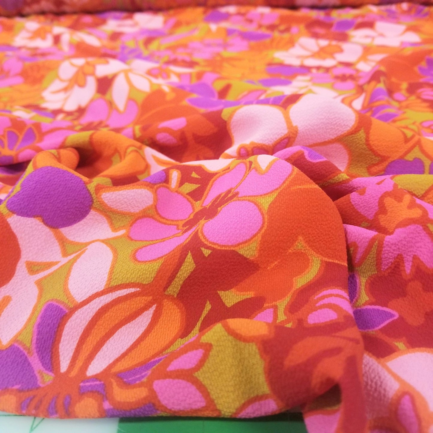 Designer Deadstock Bubble Crepe Blousewear Bohemian Florals Woven- by the yard