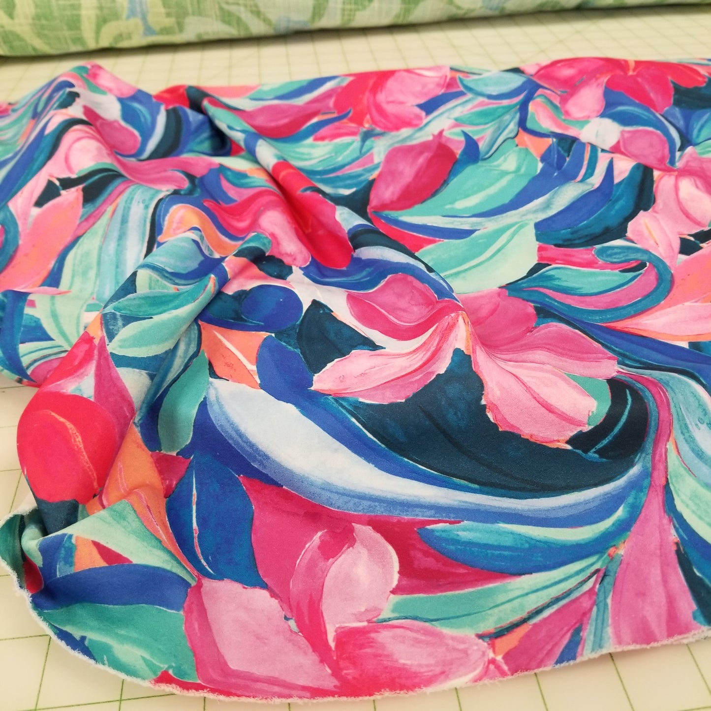 Designer LA Deadstock Scuba Techno Poly Spandex Watercolor Floral Knit- by the yard