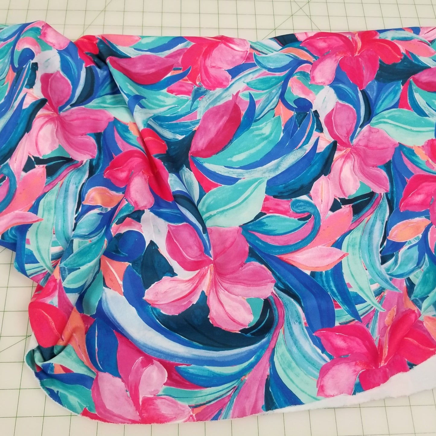 Designer LA Deadstock Scuba Techno Poly Spandex Watercolor Floral Knit- by the yard