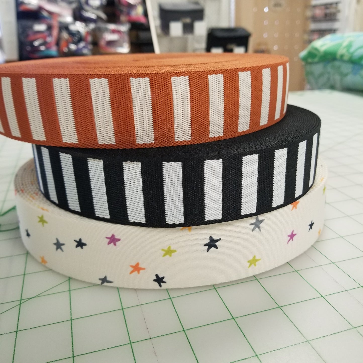 Webbing: Bold Stripe Web Saddle and Off White Webbing 1.5"inches by Stitch Supply Co - by the yard