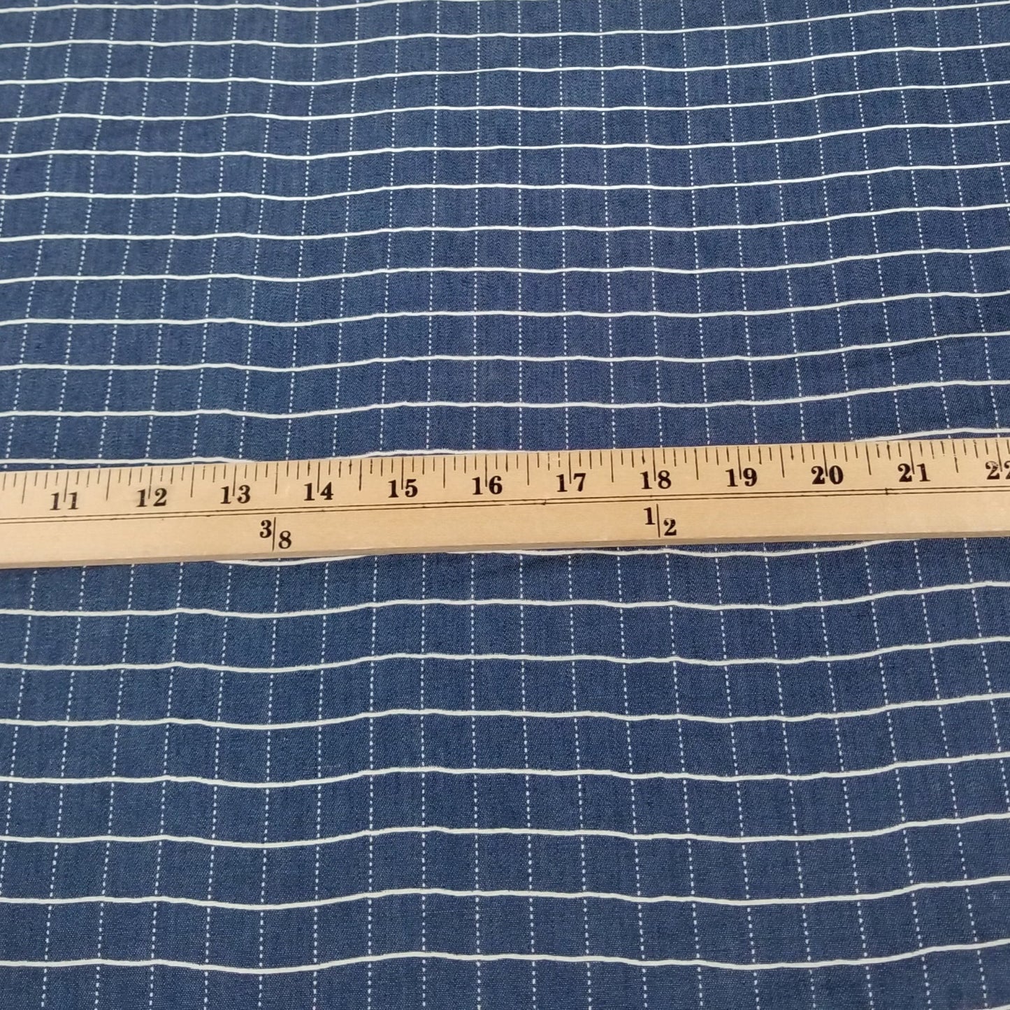 Designer LA Deadstock Cotton Rayon Chambray Shirting Grid Woven-by the yard