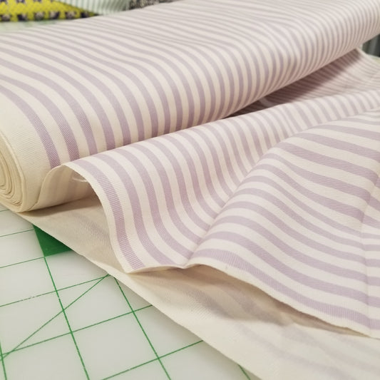 Japan Fabrics: Sevenberry Cotton Twill Vertical Stripes Lavender Woven- by the yard