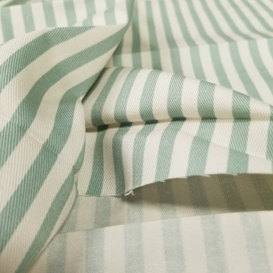 Close-up of green and white striped fabric