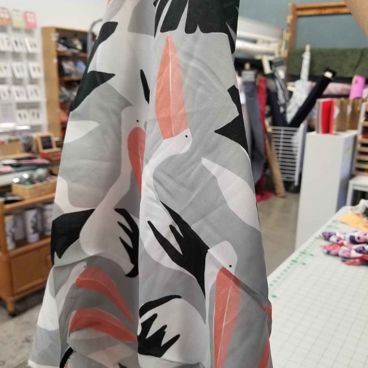 Cloud9 Fabrics: MODAL RAYON Coexisting Modal by Ophelia Pang Pelicans Challis Woven 3.10oz- by the Half Yard