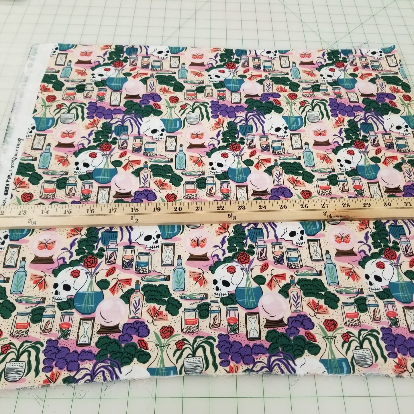 Cloud9 Fabrics: Skulls Apothecary Secret Of the Oracle by for Cloud9 Tara Reed Organic Cotton Woven- by the half yard