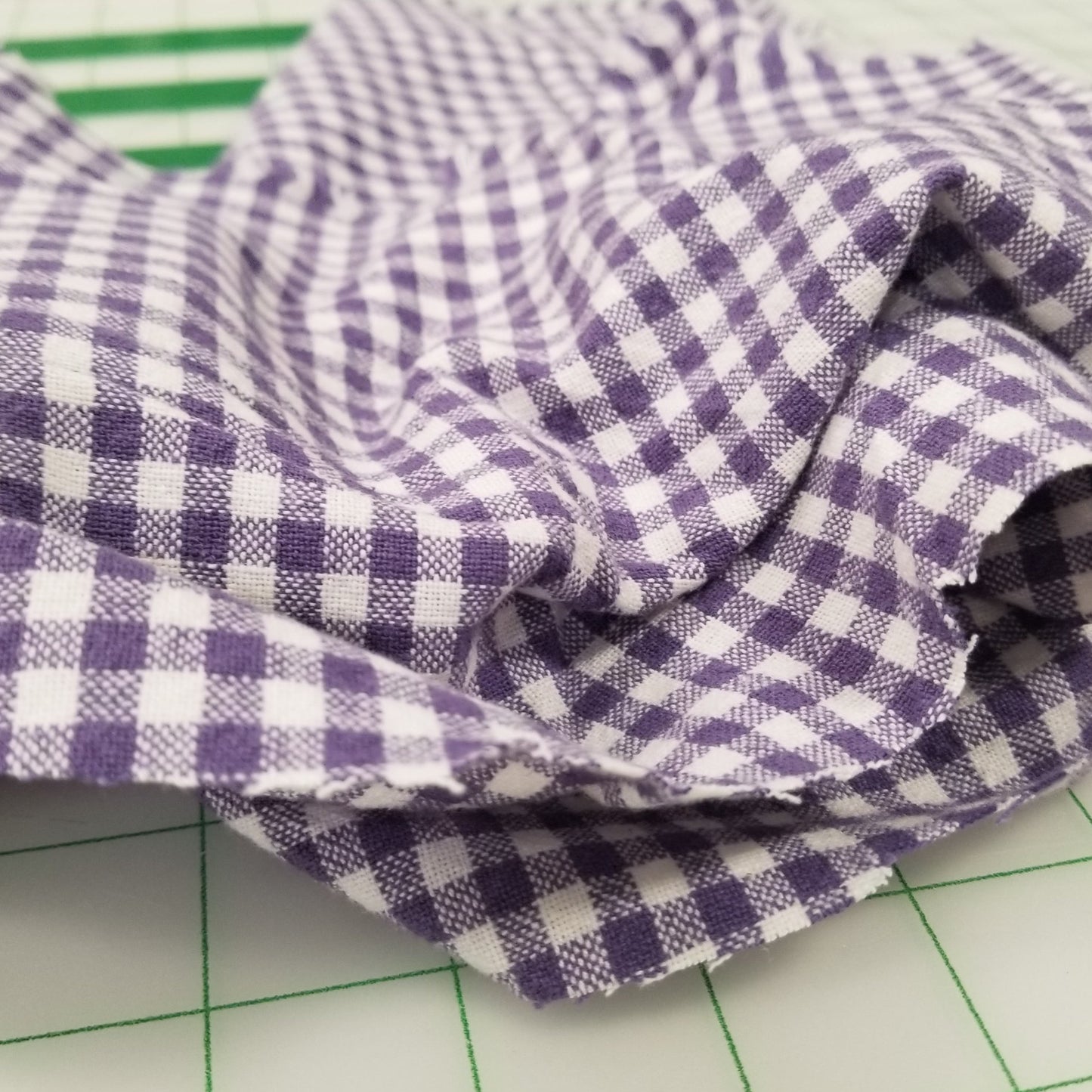 Organic Cotton Checkered Yarn Dyed Small Purple Gingham 6.34oz Textured Woven- by the yard